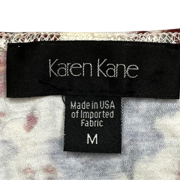 Karen Kane Faux Cross Over Jersey Three Quarter Sleeve Floral Top - Picture 9 of 9